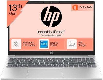 HP 15, процессор Intel Core i5-1334U 13-го поколения, (16 ГБ DDR4, 512 ГБ SSD), антибликовое покрытие, тонкая рамка, Full HD, 15,6''/39,6 см, Windows 11, Office 365, серебристый цвет 1000040223