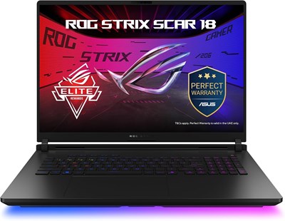 Игровой ноутбук Asus ROG Strix SCAR 18 (черный) | 18-дюймовый дисплей 4K (3840 x 2400, WQUXGA) 240 Гц, процессор Intel Core Ultra 9 290HX Plus, видеокарта NVIDIA RTX5090 24 ГБ, 64 ГБ ОЗУ, SSD 2 ТБ, Windows 11 [G835LXG-TQ512W] 1000040240