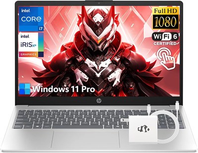 Ноутбук HP i7 с сенсорным экраном, 10-ядерный Intel Core i7-1355U (до 5 ГГц, превосходит Core 7 160U), 16 ГБ ОЗУ, 1 ТБ SSD, 15,6-дюймовый Full HD дисплей, графика Intel Iris Xe, Windows 11 Pro, Wi-Fi 6 с аксессуаром GM. Ноутбук для бизнеса и игр 1000040255