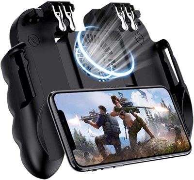 Игровой контроллер для PUBG, [6 пальцев/обновленная версия] Джойстик-геймпад L1R1 с триггерами для прицеливания и стрельбы для Android и iPhone, с охлаждающим вентилятором для Battle Royale/Knives Out (в комплекте чехол для 2 пальцев) с доставкой по Душан 1000040322