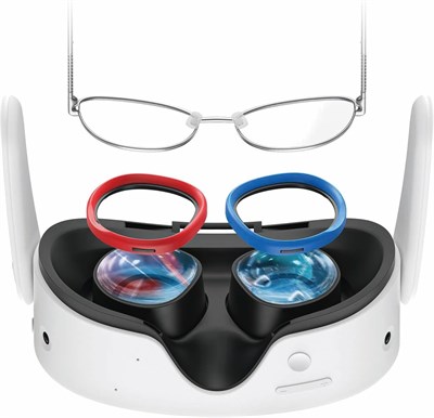 Проставка для очков, совместимая с Quest 3s/Quest 2/Quest 1/Rift S/Go, защитные накладки на линзы VR с силиконовыми кольцами, устойчивыми к царапинам (черная + красная и синяя), защитная накладка на очки для людей с близорукостью (НЕ для Quest 3) с достав 1000040689
