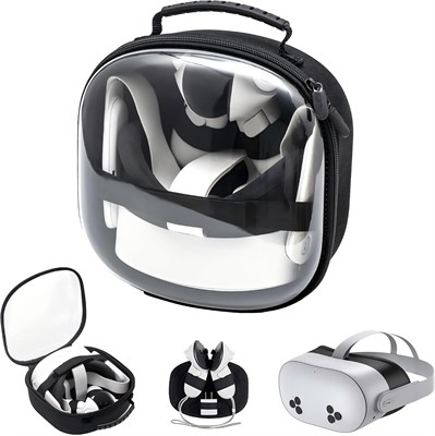 Портативный мини-чехол KASTWAVE для Meta Quest 3S/Quest 3/Vision Pro, сумка для хранения VR-гарнитуры, совместимая с контроллерами и оригинальным ремешком для головы для улучшенной защиты (прозрачный) с доставкой по Душанбе, по Худжанду, по Бохтару и по в 1000040768