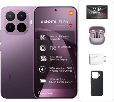 Смартфон Xiaomi 17T Pro 5G 12+512 ГБ + наушники Xiaomi Buds 6, темно-фиолетовый 1000041446