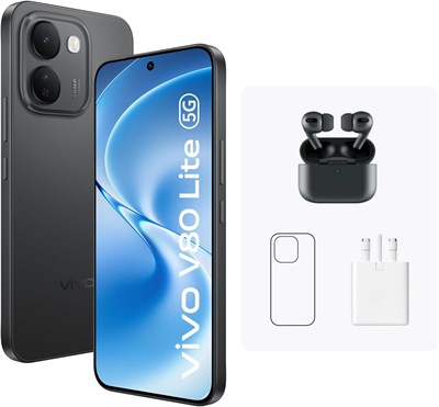 vivo V80 Lite 5G (черный, 8 ГБ 256 ГБ) | 1,5K AMOLED 120 Гц | 50-мегапиксельная камера Sony | Аккумулятор 10000 мАч | IP68 IP69 1000041451