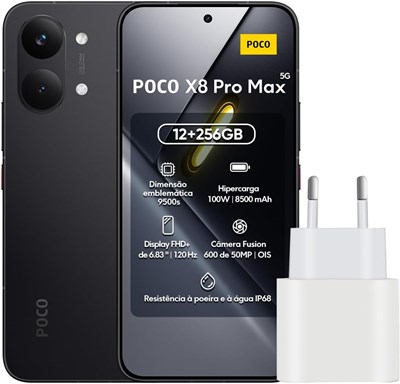 Xiaomi Poco X8 Pro Max Dual-SIM 256GB ROM + 12GB RAM (только GSM | без CDMA) Заводская разблокировка 5G Смартфон (черный) - Международная версия 1000041465