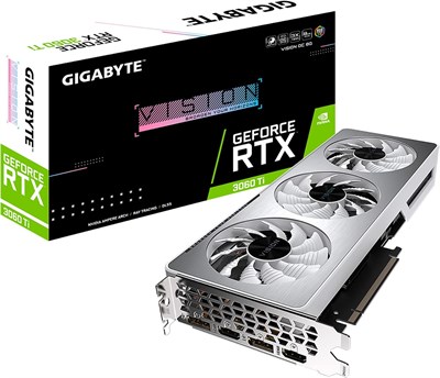 Видеокарта GIGABYTE GeForce RTX 3060 Ti Vision OC 8G, система охлаждения WINDFORCE 3X, LHR, 8 ГБ 256-битной памяти GDDR6, GV-N306TVISION OC-8GD REV2.0 1000042576
