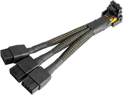 Кабель JOYJOM 16Pin для подключения видеокарты к 3 разъемам 8 Pin PCIe - 16AWG PCIE 5.0 12VHPWR 600W 90 градусов, угловой, 16-контактный, 12+4-контактный адаптер питания для видеокарт RTX 4090 4080 3090TI 4070Ti (тип A) 1000042589