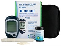 Глюкометр Diacont Voice В комплекте: ланцеты, скарификатор