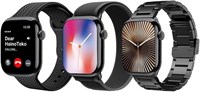 HainoTeko HainoTeko-10 Водонепроницаемые умные часы с AMOLED-дисплеем, голосовым помощником, интеграцией социальных приложений и 3 парами ремешков, предназначенные для мужчин и мальчиков, черные 1000144