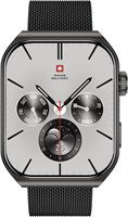Умные часы Swiss Military Alps3, изогнутый дисплей 1,96 дюйма AMOLED, вызовы по Bluetooth, многоязычность, отслеживание фитнеса, беспроводная зарядка, срок службы батареи на 7 дней, совместимость с iOS/Android, металлический каркас и ремешок из оружейного 1000161