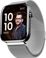 BoAt Wave Call 2 с HD-дисплеем 1,83 дюйма (4,6 см), расширенные функции BT-вызовов, студия циферблата DIY, монеты, более 700 активных режимов, результаты по крикету в реальном времени, умные часы для мужчин и женщин (серебристый металл) 1000271