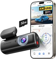 Видеорегистратор 4K для передней части автомобиля, управление приложениями, ADAS, карта памяти 32 ГБ в комплекте, встроенный Wi-Fi GPS, мини-видеорегистратор с датчиком G, ночное видение, 24-часовой режим парковки, циклическая запись, F9 Lite 4003139088