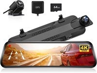 WOLFBOX G930 4K 10-дюймовая зеркальная камера заднего вида, видеорегистратор спереди и сзади для автомобиля с картой 32 ГБ, сенсорный экран, интеллектуальное зеркало заднего вида, резервная камера, парковочный монитор, ассистент движения задним ходом, GPS 3212916789