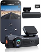 Sense Go SENSEGO 2K WiFi 1440P Передняя интеллектуальная видеорегистратор QHD с SD-картой 64G для автомобилей, мини-видеорегистратор с широкоугольным углом обзора 170° и приложением, обнаружением движения, ночным видением, черный 3288833766