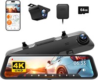 WOLFBOX G850 12-дюймовая зеркальная камера заднего вида с разрешением 4K, Wi-Fi 5,8 ГГц и голосовым управлением, видеорегистратор с интеллектуальным зеркалом спереди и сзади, резервная камера с задней камерой 1080P, видеорегистратор с WDR, в комплект вход 3979490760
