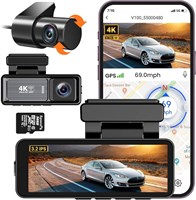 Передняя и задняя видеорегистратор 4K, 3,2 дюйма, карта памяти 32 ГБ, автомобильный видеорегистратор, встроенный Wi-Fi, GPS, ночное видение UHD 1080P, WDR, монитор парковки ??? ??? 4к ??????, ?????? ?????? ??????? 4103384185