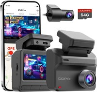 Видеорегистратор DDPAI 4K спереди и сзади, видеорегистратор UHD 2160P+1080P для автомобилей, в комплекте карта на 64 ГБ, встроенный 5G Wi-Fi 6 GPS, 3-дюймовый IPS-экран, ночное видение AI-ISP, широкий угол обзора 143°, режим парковки 48 часов, Z50 Pro 3158375441