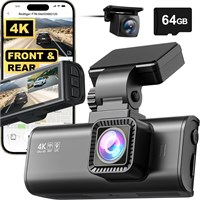 Двойной видеорегистратор REDTIGER F7N 4K с картой 64 ГБ, Wi-Fi GPS, 4K спереди и сзади, 1080P, широкоугольный видеорегистратор 170 ° для автомобилей, экран 3,18 дюйма, парковочный монитор, поддержка макс. 256 ГБ 3910785767