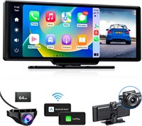 VVCAR MC26 Wireless CarPlay, Android Auto с видеорегистратором 4K/1080P спереди и сзади, автомобильная стереосистема с сенсорным экраном 9,3 дюйма и AirPlay, экран CarPlay для автомобиля, циклическая запись, навигация, бесплатная карта емкостью 64 ГБ 2577509650