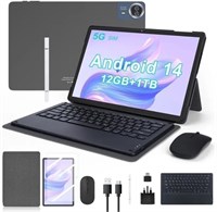 CM14000 Plus 14-дюймовый Android-планшет — двойной 5G, 12 ГБ ОЗУ, 1 ТБ встроенной памяти — дисплей FHD, аккумулятор емкостью 20 000 мАч, в комплект входят клавиатура и стилус (черный) 1000000096