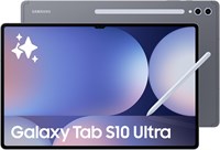 Samsung Galaxy Tab S10 Ultra, планшет с искусственным интеллектом, планшет на базе Android, WIFI, 12 ГБ ОЗУ, 256 ГБ встроенной памяти, дисплей AMOLED, антибликовое покрытие, прочный, S Pen в комплекте, цвет лунный камень серый 1000000147
