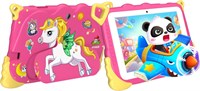 Планшет ATOUCH Android для детей, Q38 Lite, 7-дюймовый экран, планшет для раннего образования Smart Kids, силиконовый край с защитой от падения, Wi-Fi, Bluetooth, игры со встроенной подставкой и стационарным набором (розовый) 1000000148