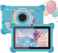 Планшет C idea 7 дюймов для детей 3–7 лет, планшет для малышей Android 12 в чехле, 6 ГБ + 128 ГБ, четырехъядерный процессор, двойная камера, предустановленное детское приложение для мальчиков и девочек, обучающихся для ребенка, CM88 (синий) 1000000150