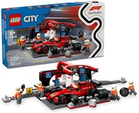 LEGO City F1 Pit Stop & Pit Crew с игрушечной машинкой Ferrari - набор Formula 1, включающий минифигурку водителя, 4 механика, запасные шины и колесные пушки - строительные игрушки для мальчиков и девочек в возрасте от 6 лет - 60443 1000000237