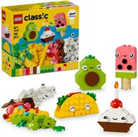 LEGO Classic Creative Food Friends Playset, творческая ролевая игрушка для мальчиков и девочек, набор кубиков для сборки кекса, мороженого, авокадо и тако, строительный набор для детей от 4 лет и старше 11039 1000000225