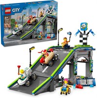 LEGO City No Limits: набор «Трасса для гоночных машин» — строительные игрушки для мальчиков и девочек от 6 лет — сборная рампа для гонок с 2 машинками из мыльных коробок и 4 минифигурками — забавная идея подарка на день рождения — 60460 1000000245