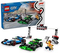 LEGO City F1 Grid с VCARB и гоночными автомобилями Sauber — сборные игрушечные автомобили Формулы 1, 2 минифигурки водителей, маршал и стартовые огни — забавная идея подарка для мальчиков и девочек от 6 лет — 60474 1000000628