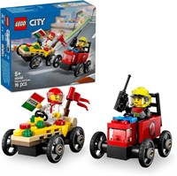 LEGO City Pizza vs. Fire Truck Race Car Pack Toy - Игрушки из мыльных машин для мальчиков и девочек от 5 лет - Веселые подарки на праздники или дни рождения - Набор транспортных средств включает 2 минифигурки - 60458 1000000333