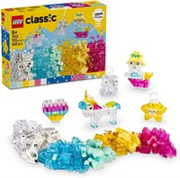 LEGO Classic Magical Transparent Box - Набор из разноцветных строительных кубиков и брелоков-зажимов - Создай крошечных игрушечных единорогов, драконов, пингвинов и других фигурок - Детский набор для творчества и творчества для девочек от 5 лет - 11040 1000000436