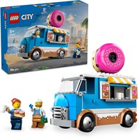Игрушечный грузовик с пончиками LEGO City с 2 минифигурками - Креативные строительные игрушки для мальчиков и девочек от 5 лет - Мобильная стойка с едой с аксессуарами - Забавные идеи подарков на дни рождения и праздники - 60452 1000000286