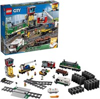LEGO 60198 Городской грузовой поезд, игрушки для детей, мальчиков 7 девочек в возрасте от 6 лет и старше, набор с дистанционным управлением, двигатель на батарейках с подключением по Bluetooth, 3 вагона и пути 1000000289