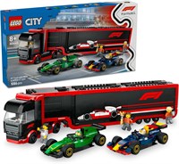 LEGO City F1 Truck с автомобилями RB20 и AMR24 F1 — игрушечный автовоз для команд RB и Aston Martin Formula 1 — вкл. 2 водителя и гоночный симулятор — подарки для мальчиков и девочек от 8 лет — 60445 1000000320