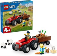 LEGO City Красный фермерский трактор с прицепом и игрушечным набором «Овцы» — игровой набор с фигурками животных — игрушки Монтессори для мальчиков и девочек от 4 лет — подарки для раннего развития — 60461 1000000594