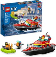 Спасательная лодка LEGO City Fire Rescue Boat 60373, игрушка плавает на воде, с реактивным ранцем, лодкой и 3 минифигурками, игрушки-герои на каждый день для детей, мальчиков и девочек от 5 лет 1000000493