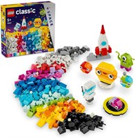 Конструктор LEGO Classic Creative Space Planets Brick Box, игрушки для строительства Солнечной системы с ракетой для детей, мальчиков и девочек в возрасте от 5 лет, с моделями Земли, Солнца, Сатурна, а также фигурками астронавтов и инопланетян 11037 1000000936