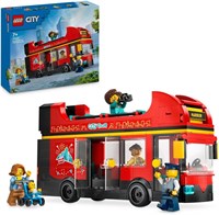 LEGO City Красный двухэтажный экскурсионный автобус, красный автомобиль для мальчиков и девочек от 7 лет, творческий набор с 5 минифигурками, включая младенца и коляску, идея подарка на день рождения 60407 1000000387