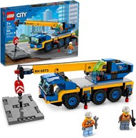 LEGO City Great Vehicles Игрушечный конструктор «Автокран» 60324 — модель строительной машины, включающая 2 минифигурки с набором игрушек и дорожной плитой, игровой набор для мальчиков и девочек в возрасте от 7 лет 1000000939
