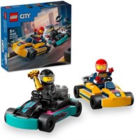 LEGO City Go-Karts and Race Drivers, гоночный игровой набор для мальчиков, девочек и любителей гоночных машин от 5 лет с 2 минифигурками водителей, небольшой подарок для детей дошкольного возраста 60400 1000000558