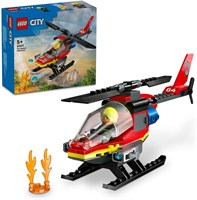 Игрушка LEGO City Пожарный спасательный вертолет для мальчиков и девочек от 5 лет, набор для строительства транспортных средств с минифигуркой пожарного-пилота, творческий игровой подарок для детей 60411 1000000411