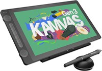 Графический планшет HUION KAMVAS 16 (Gen 3) с экраном 15,8 дюйма, разрешением 2,5K QHD, полностью ламинированным антибликовым стеклом, 99% sRGB, PenTech 4.0, 16384 чувствительности пера, два диска управления для Mac, ПК, Android 1000001117
