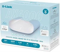 D-Link AX6000 WiFi 6 Mesh Router | Contemporary Design | High-Performance | Feature Rich | AI Enabled | Parental Controls | Covers up to 3000+ sq. ft | Expandable Mesh (M60) 1000001318