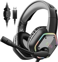 EKSA USB игровая гарнитура для ПК - компьютерные наушники с 7.1 объемным звуком стерео шумоподавляющий микрофон/микрофон RGB подсветка - игровые наушники для PS4/PS5 консоль ноутбук, проводные 1000001549