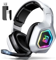 Беспроводная игровая гарнитура Garlo с объемным звуком 7.1 и сроком службы более 60 часов, 2,4 ГГц/проводные/Bluetooth игровые наушники с USB и Type-C, полноразмерные наушники RGB для ПК, PS4, PS5, Switch, ноутбука, мобильного телефона, Mac 1000001582