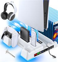OIVO PS5 / PS5 Slim Stand and Cooling Station With RGB LED Controller Charge Station for Playstation 5 Console, Controller Charger, Accessories With 3 Level Cooling Fan 1000001623
