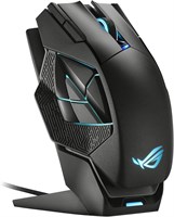 Беспроводная игровая мышь ASUS ROG Spatha X, 2,4 ГГц / проводное подключение по USB, оптический датчик 19 000 точек на дюйм, 12 программируемых кнопок, RGB-подсветка, сменные переключатели, микропереключатели, магнитная подставка для зарядки, черный цвет 1000001665