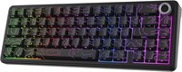 Беспроводная механическая игровая клавиатура EPOMAKER X AULA F65 PRO с возможностью горячей замены, 5-слойной подкладкой, кремовой прокладкой, ручками и прозрачными клавишами из ПБТ, RGB, BT/2,4 ГГц/USB-C (черный топографический, переключатель Icesoul) 1000001675